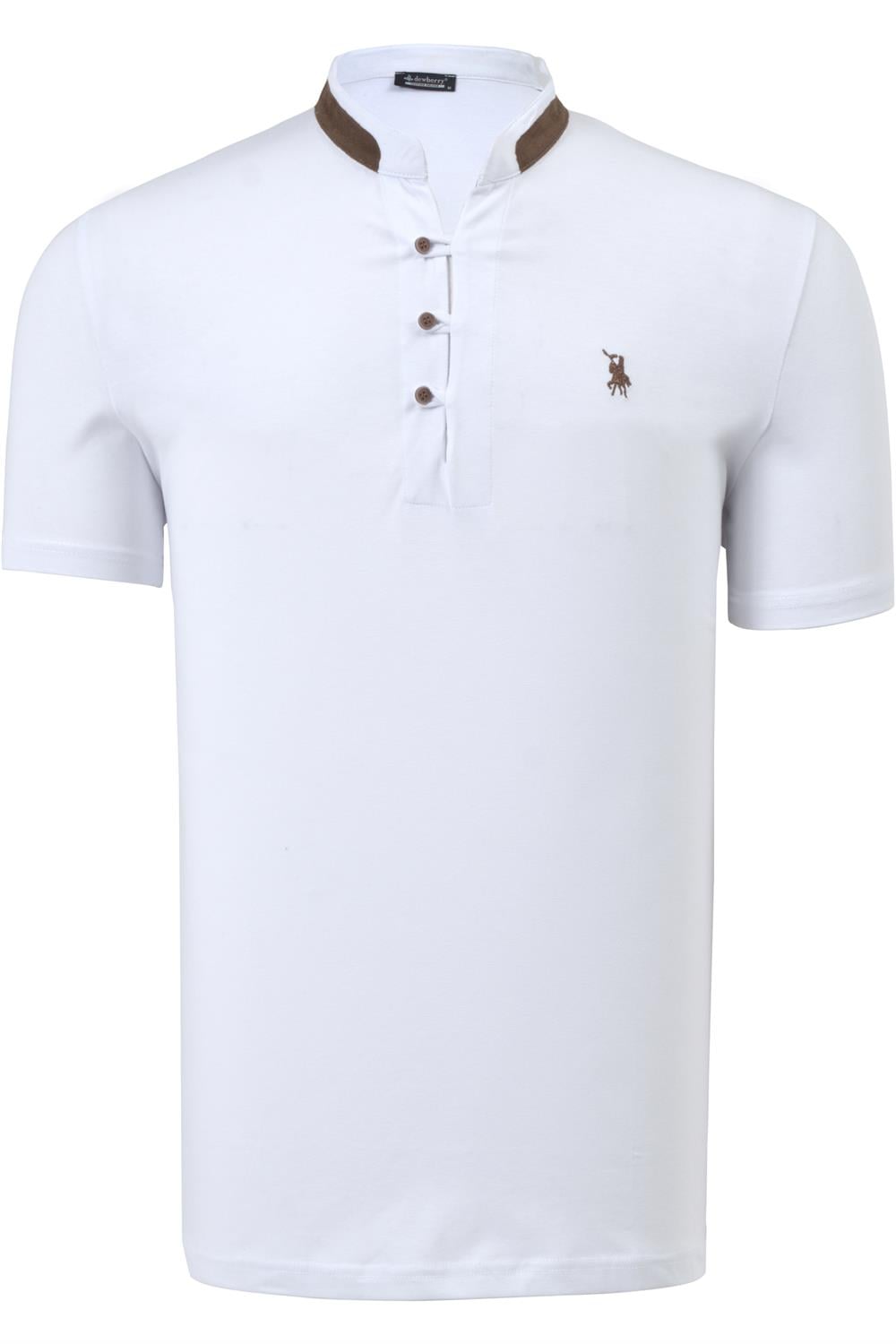 T8598 DEWBERRY ERKEK TSHIRT-BEYAZ