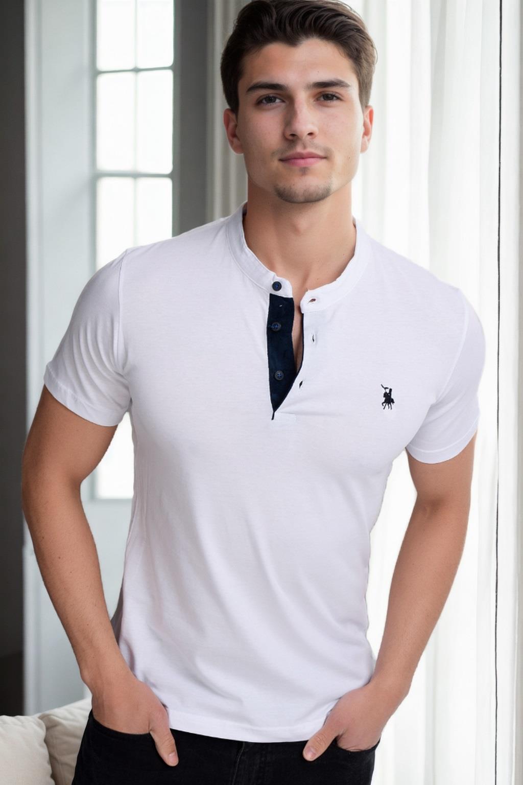 T9560 DEWBERRY T-SHIRT-BEYAZ