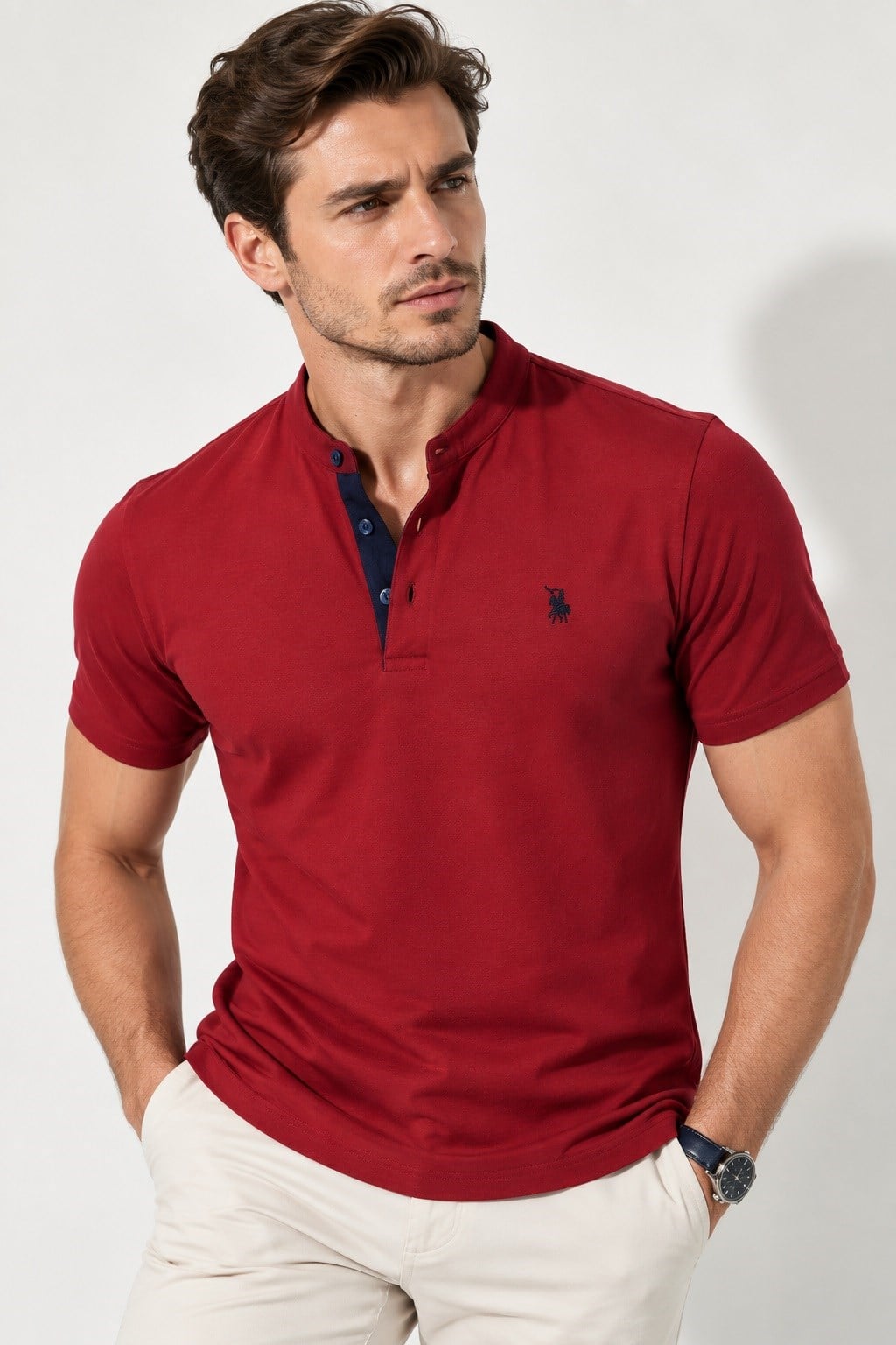 T9560 DEWBERRY T-SHIRT-DÜZ BORDO