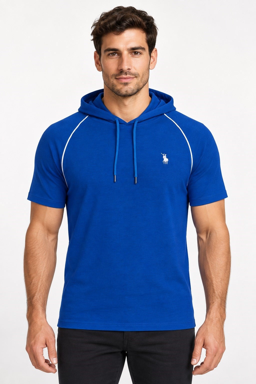 T9570 DEWBERRY KAPŞONLU ERKEK T-SHIRT-SAKS