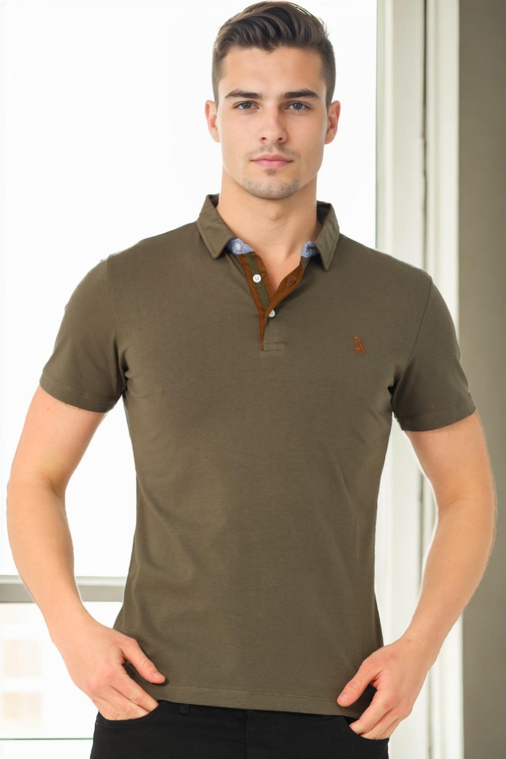 T9582 DEWBERRY ERKEK T-SHIRT-HAKİ