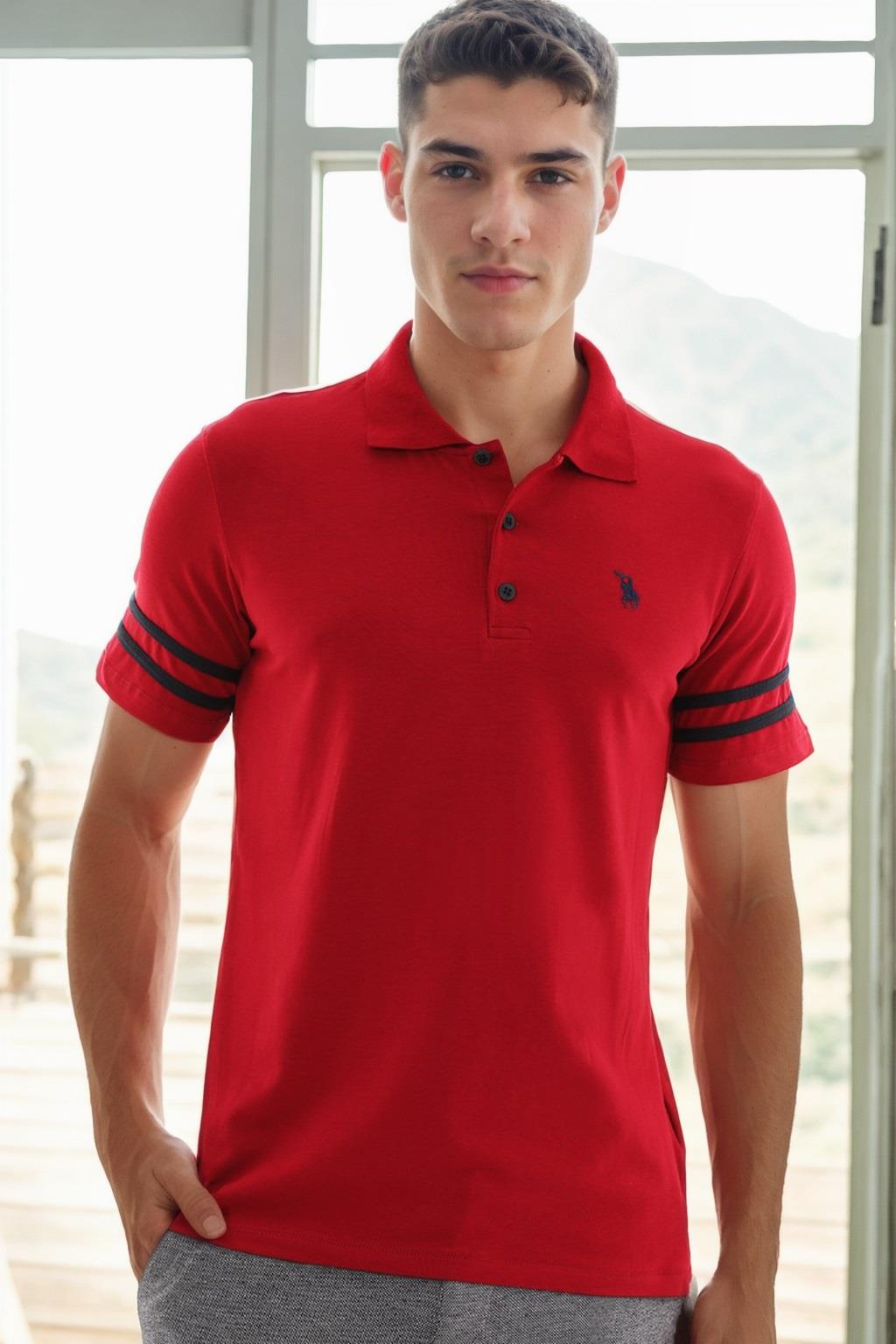 T9585 DEWBERRY ERKEK T-SHIRT-BORDO-1