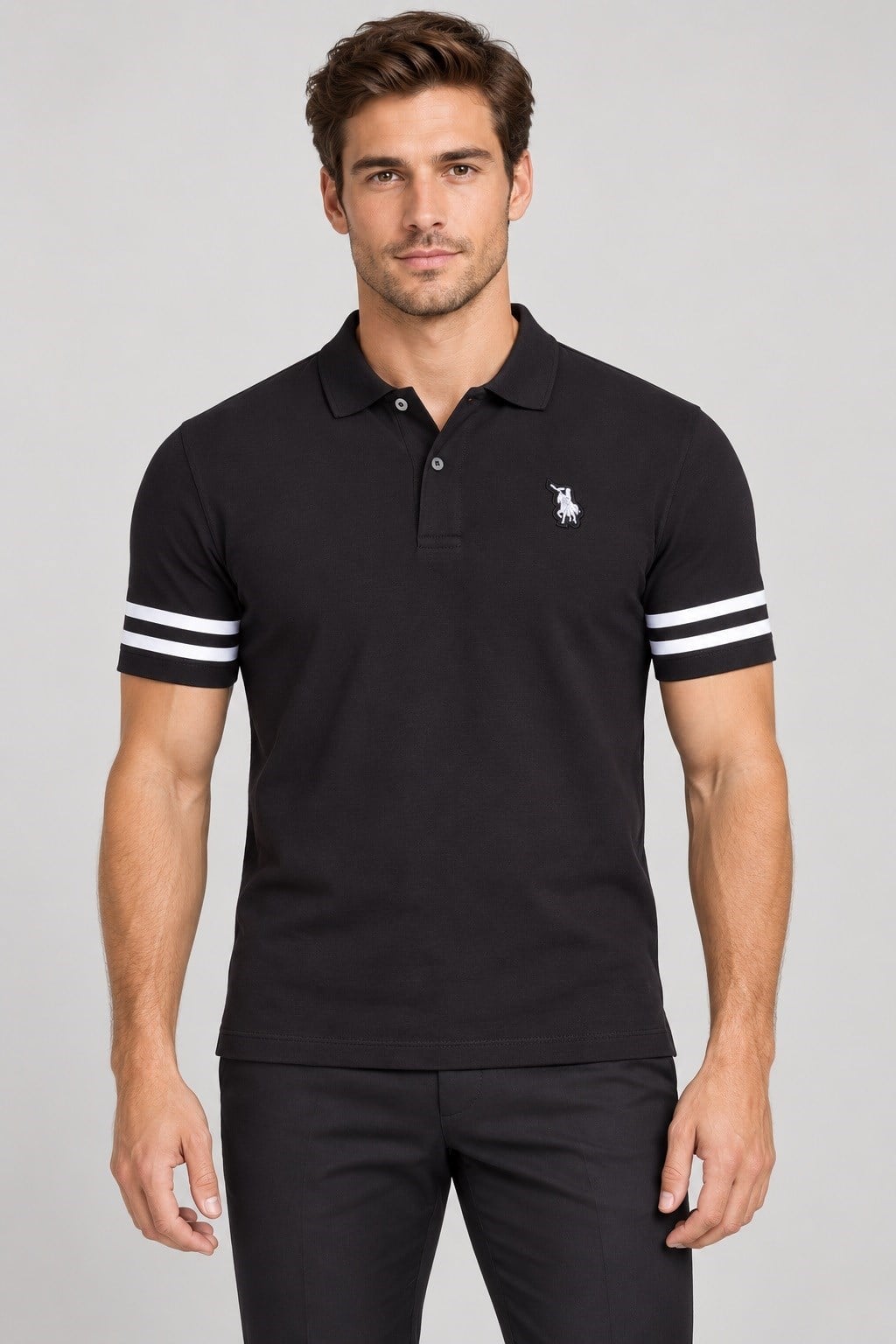 T9585 DEWBERRY ERKEK T-SHIRT-SİYAH-BEYAZ