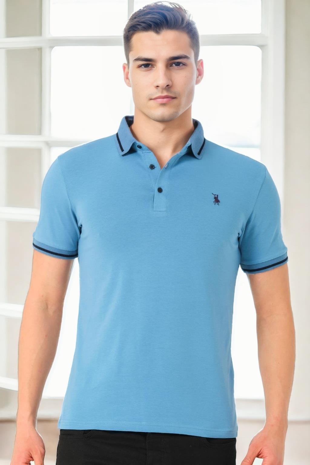 T9586 DEWBERRY ERKEK POLO YAKA T-SHIRT-İNDİGO