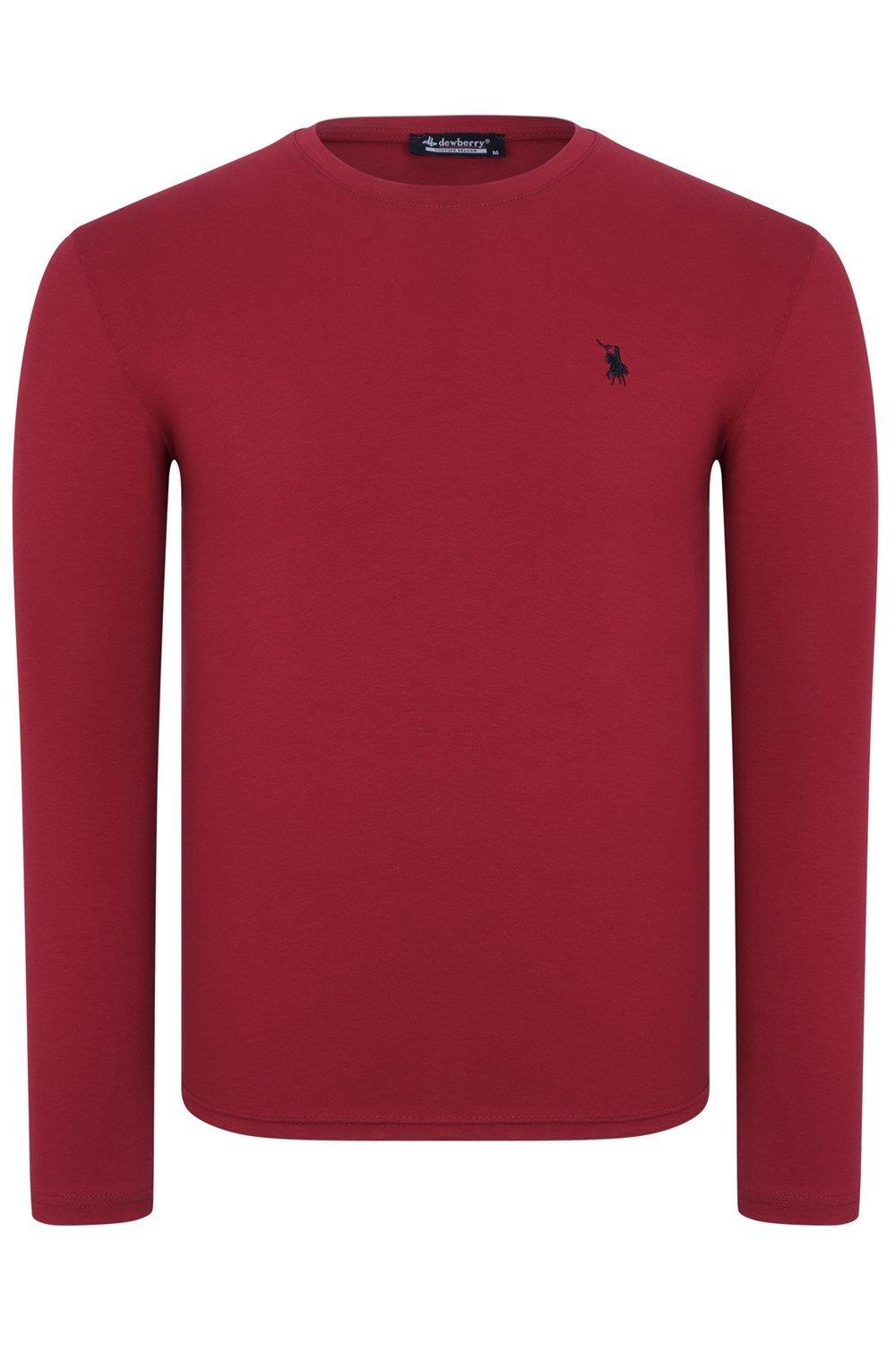 T9588 DEWBERRY BİSİKLET YAKA UZUN KOL T-SHIRT-BORDO