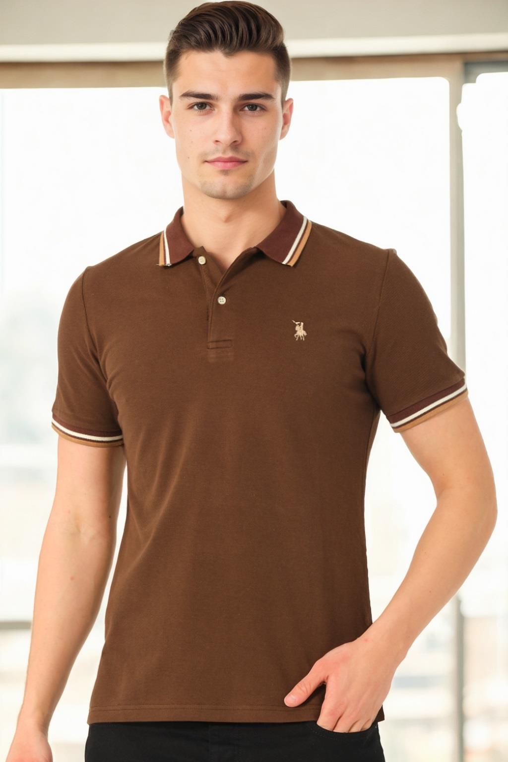 T9594 DEWBERRY ERKEK T-SHIRT-KAHVE