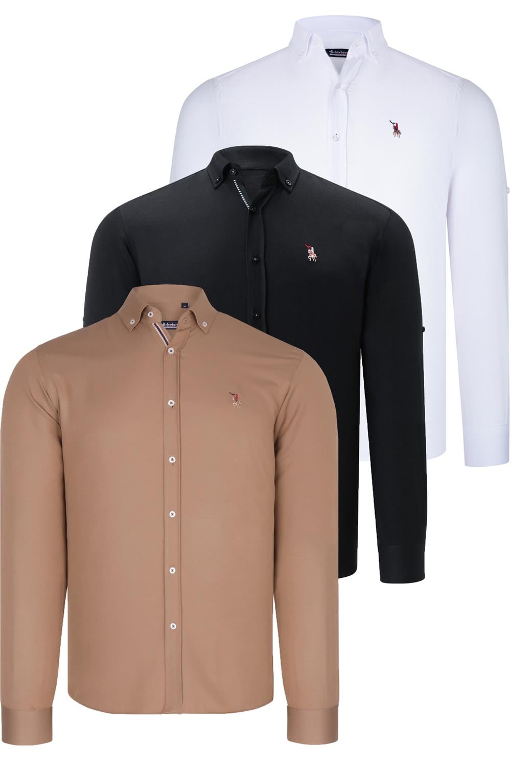 ÜÇLÜ SET G674 DEWBERRY ERKEK GÖMLEK-SİYAH-BEYAZ-CAMEL