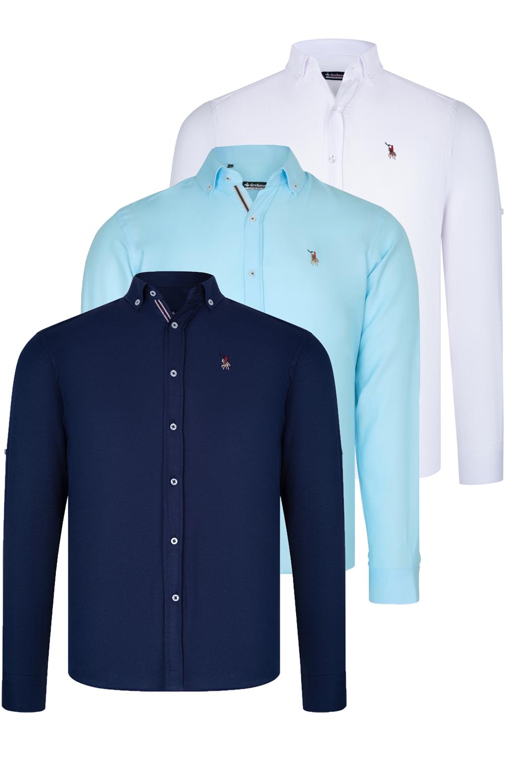 ÜÇLÜ SET G674 DEWBERRY ERKEK GÖMLEK-SİYAH-BEYAZ-CAMGÖBEĞİ