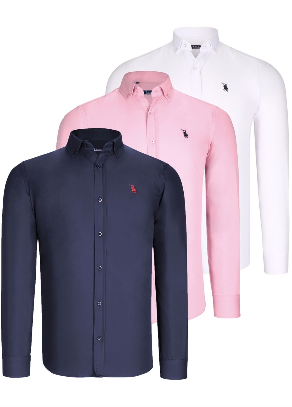 ÜÇLÜ SET G725 DEWBERRY ERKEK GÖMLEK-BEYAZ-LACİVERT-PEMBE
