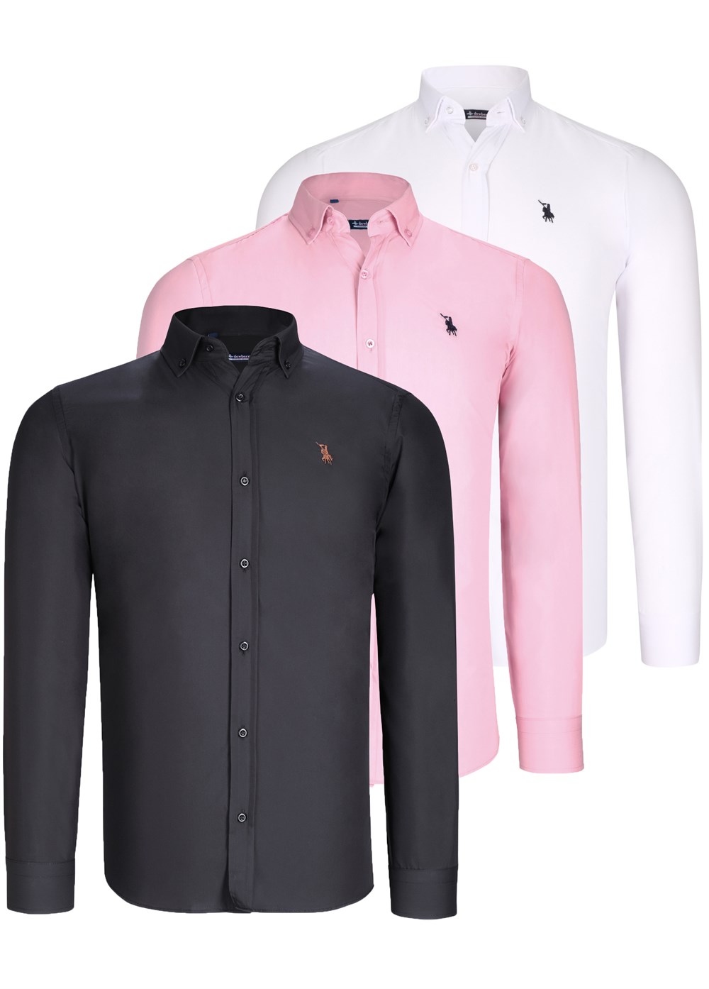 ÜÇLÜ SET G725 DEWBERRY ERKEK GÖMLEK-SİYAH-BEYAZ-PEMBE