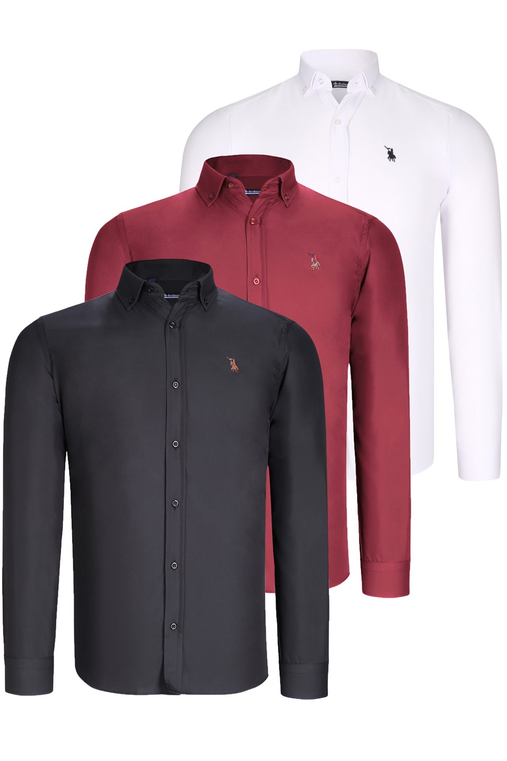 ÜÇLÜ SET G725 DEWBERRY ERKEK GÖMLEK-SİYAH-BEYAZ-BORDO