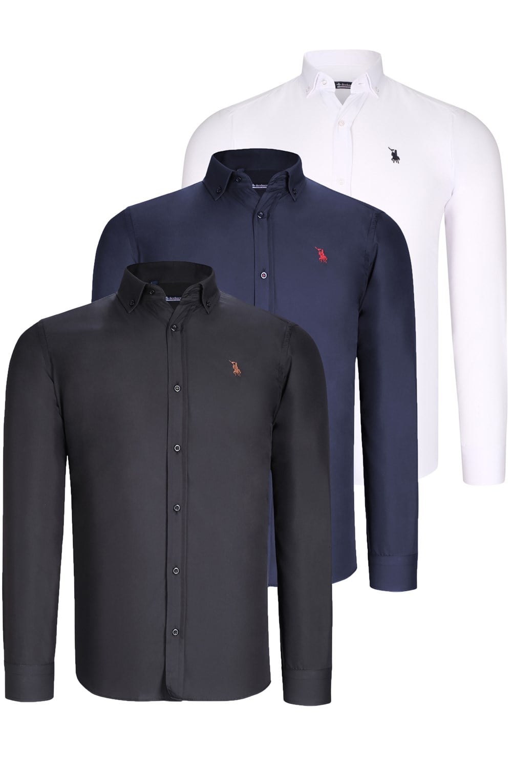 ÜÇLÜ SET G725 DEWBERRY ERKEK GÖMLEK-SİYAH-BEYAZ-LACİVERT