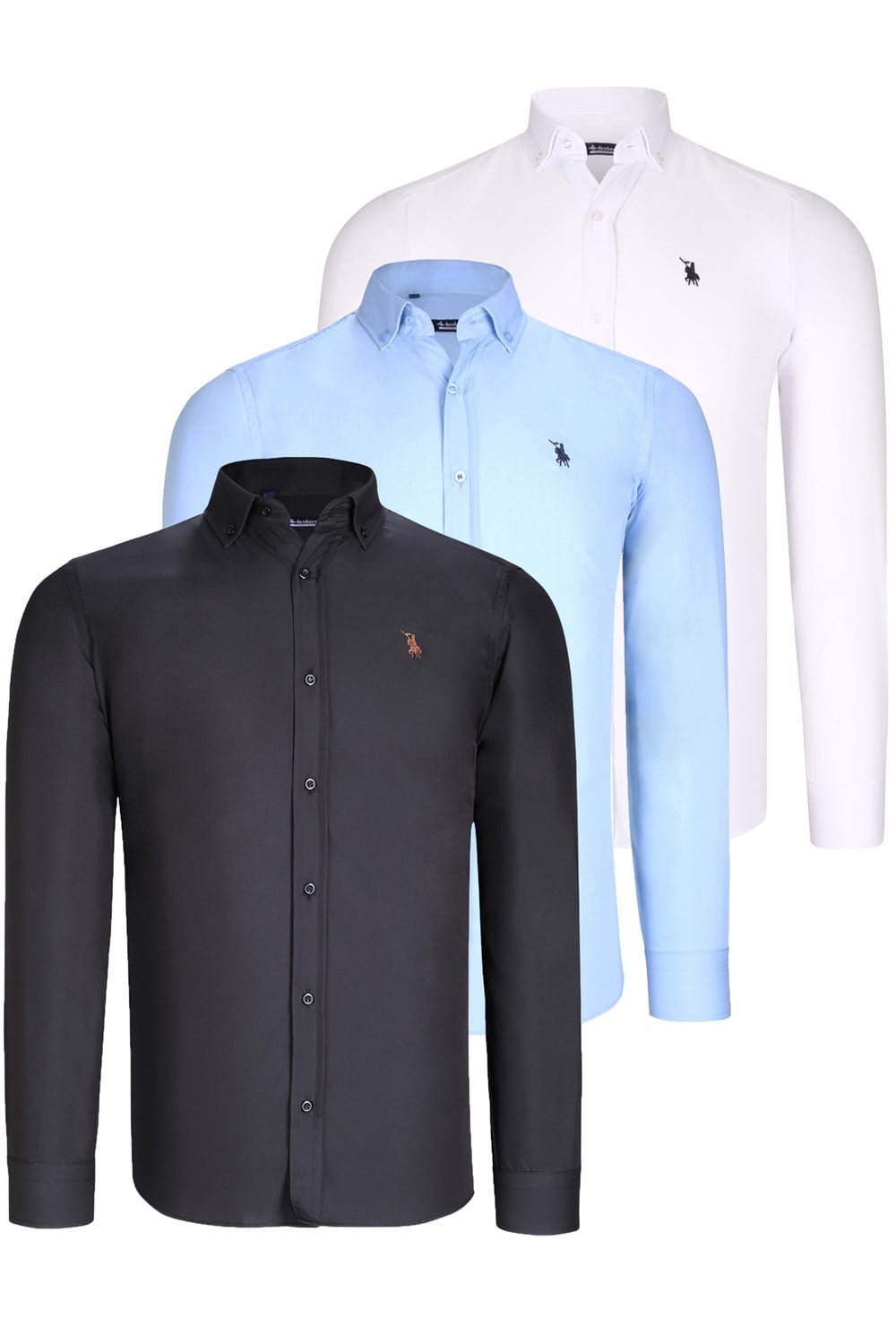 ÜÇLÜ SET G725 DEWBERRY ERKEK GÖMLEK-SİYAH-BEYAZ-MAVİ