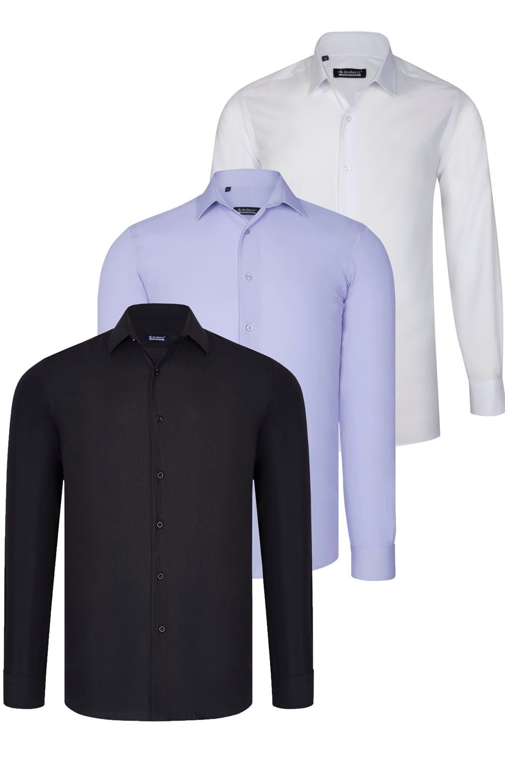 ÜÇLÜ SET G726 DEWBERRY GÖMLEK-SİYAH-BEYAZ-LİLA