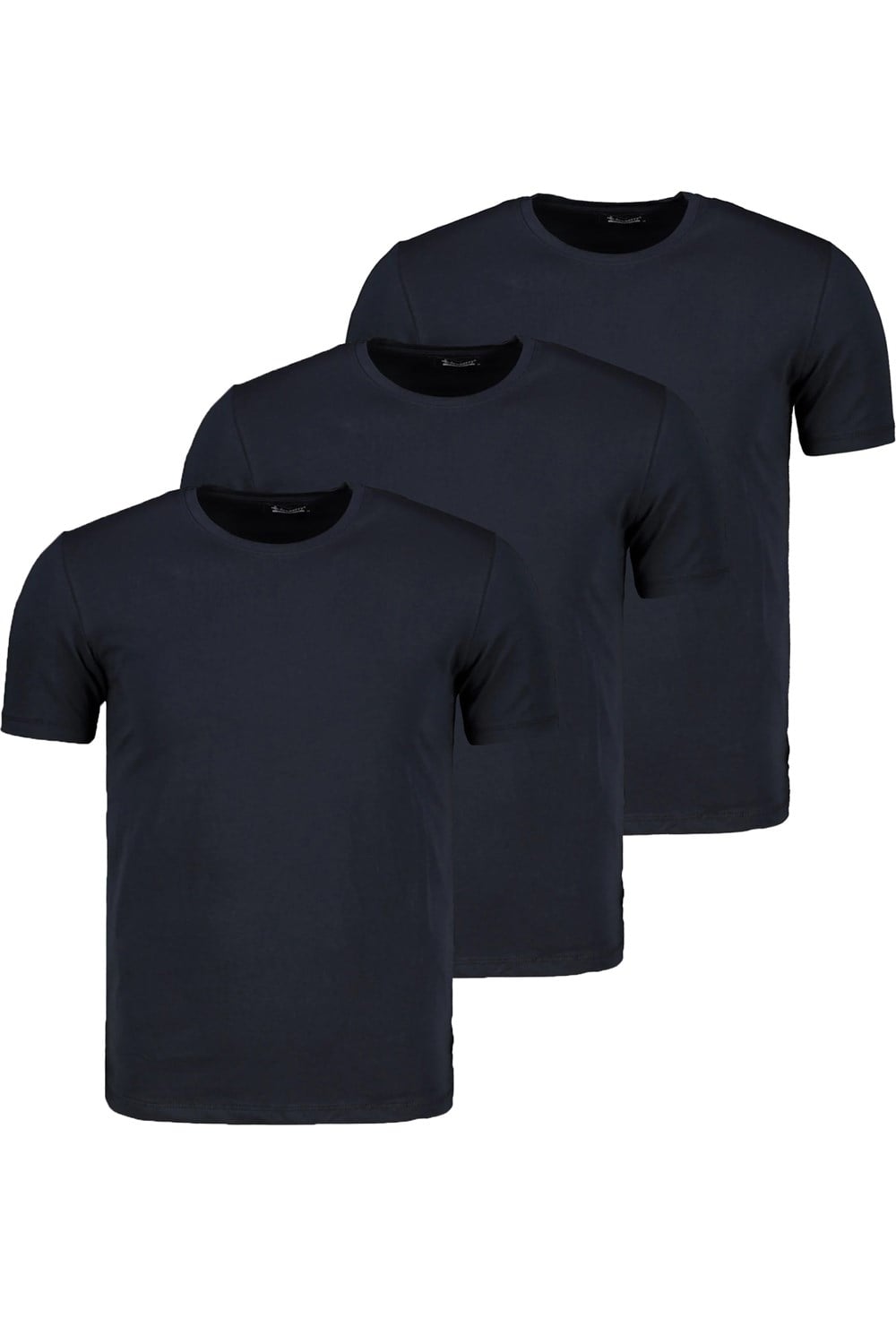 ÜÇLÜ SET T8569 DEWBERRY BİSİKLET YAKA ERKEK T-SHIRT-KOYU LACİVERT-KOYU LACİVERT-KOYU LACİVERT