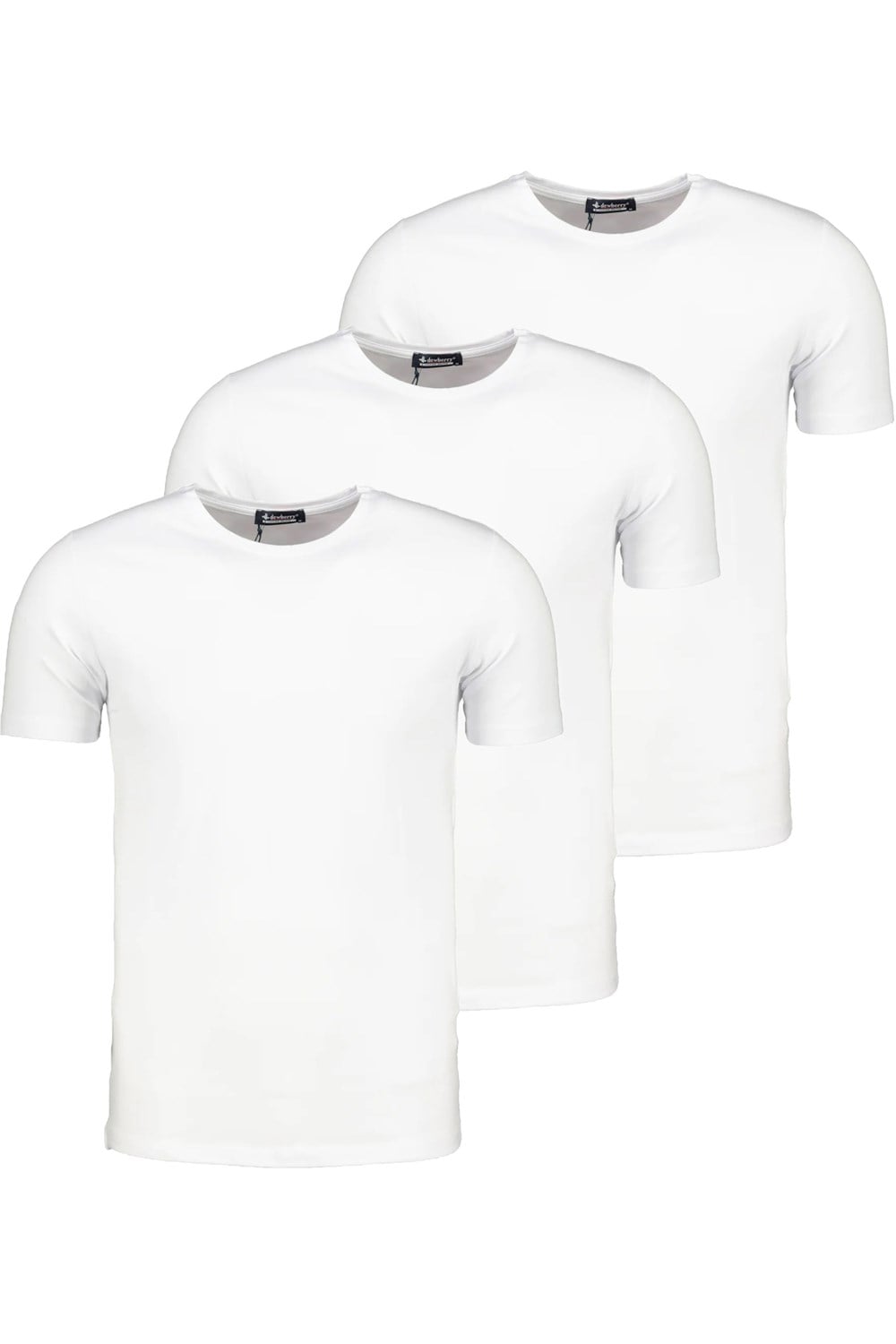 ÜÇLÜ SET T8569 DEWBERRY BİSİKLET YAKA ERKEK T-SHIRT-KAR BEYAZ- KAR BEYAZ- KAR BEYAZ