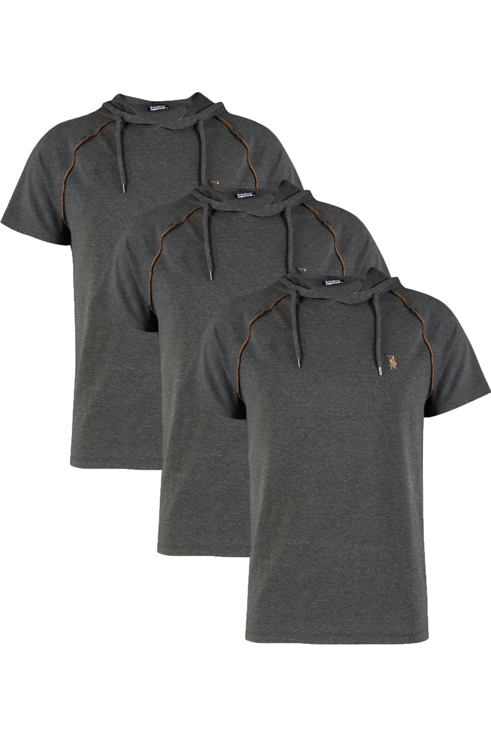 ÜÇLÜ SET T8570 DEWBERRY KAPŞONLU ERKEK T-SHIRT-ANTRASİT-ANTRASİT-ANTRASİT