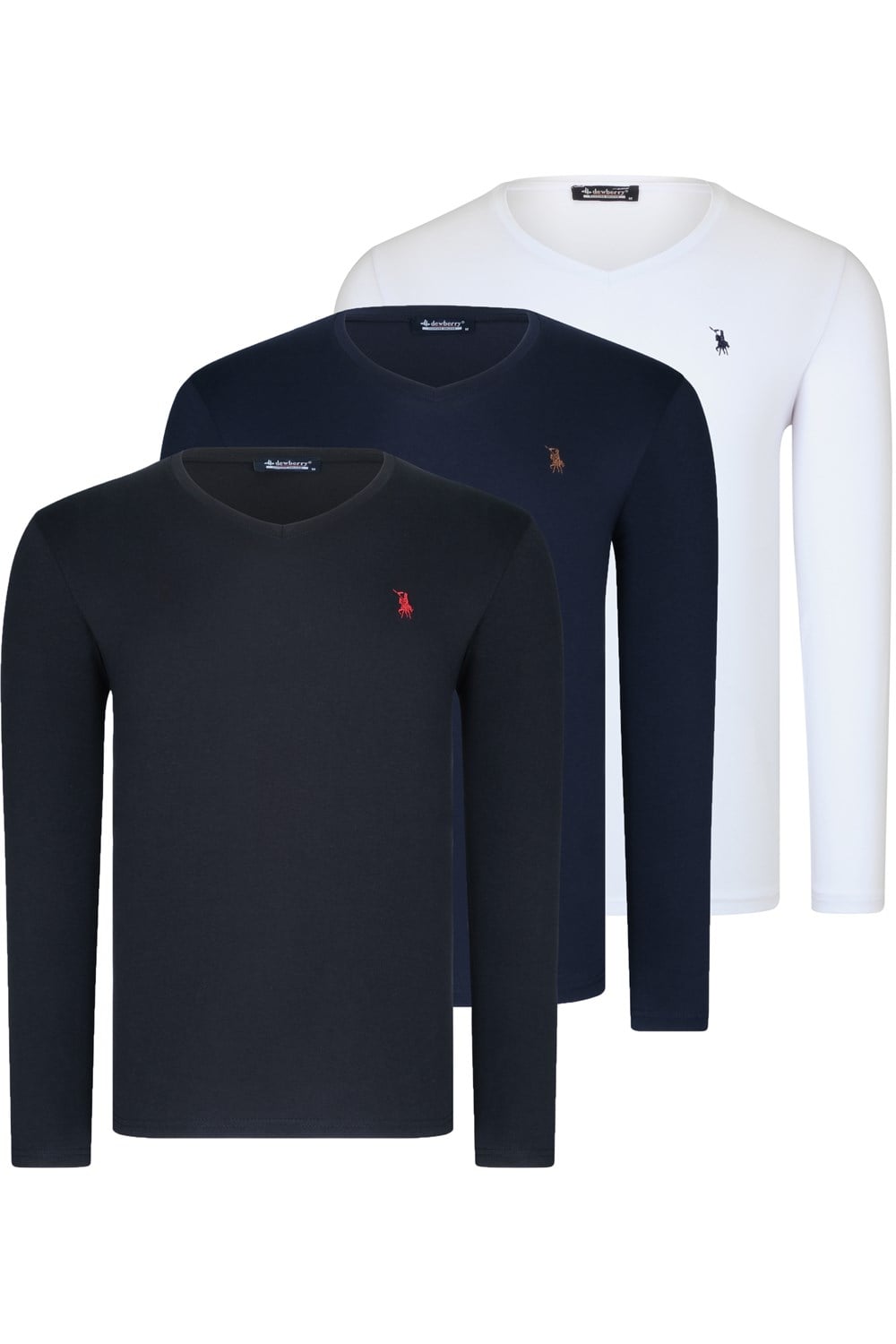 ÜÇLÜ SET T8587 DEWBERRY V YAKA ERKEK SWEATSHIRT-SİYAH-BEYAZ-LACİVERT