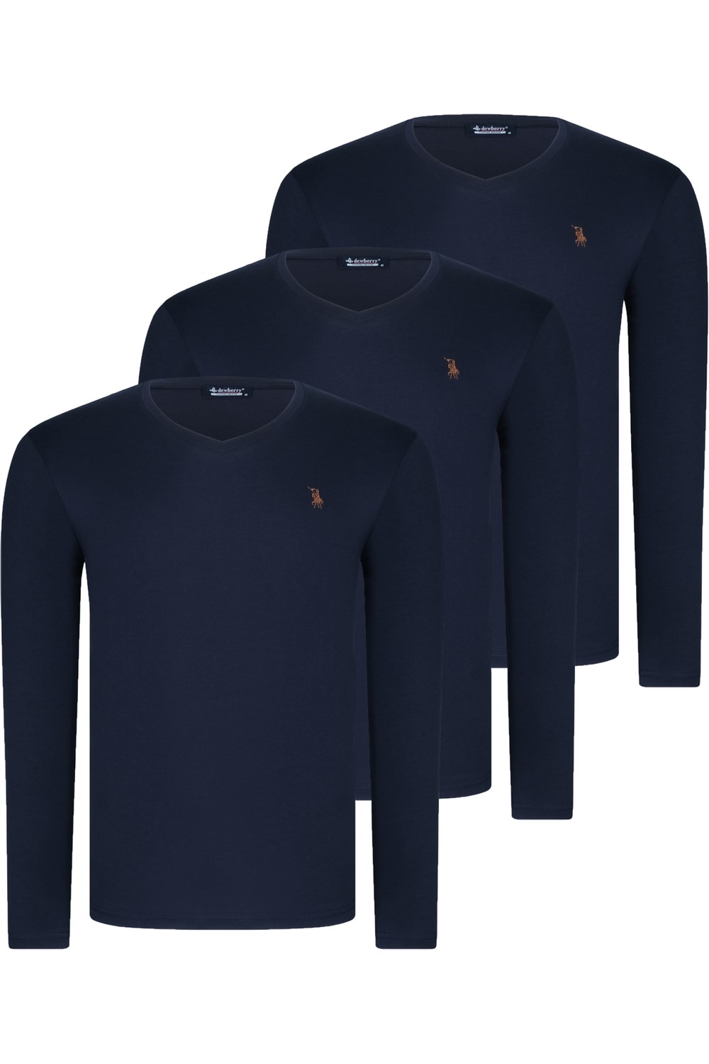 ÜÇLÜ SET T8587 DEWBERRY V YAKA ERKEK SWEATSHIRT-LACİVERT-LACİVERT-LACİVERT
