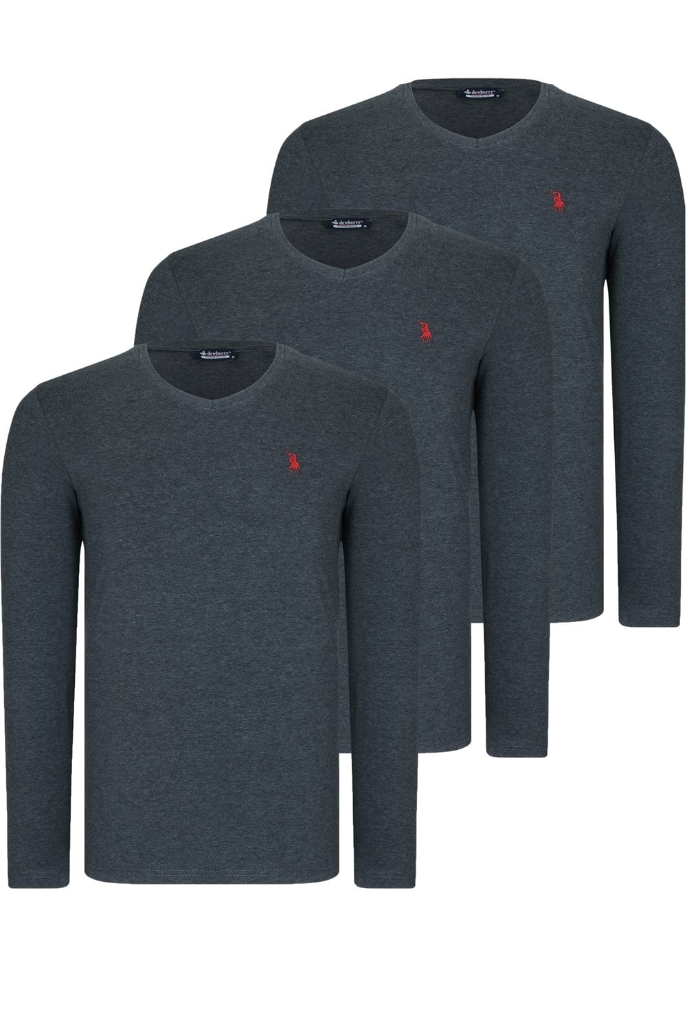 ÜÇLÜ SET T8587 DEWBERRY V YAKA ERKEK SWEATSHIRT-ANTRASİT-ANTRASİT-ANTRASİT