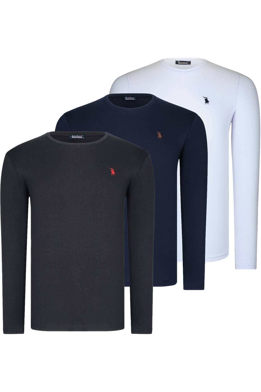 ÜÇLÜ SET T8588 DEWBERRY YUVARLAK YAKA ERKEK SWEATSHIRT-SİYAH-BEYAZ-LACİVERT