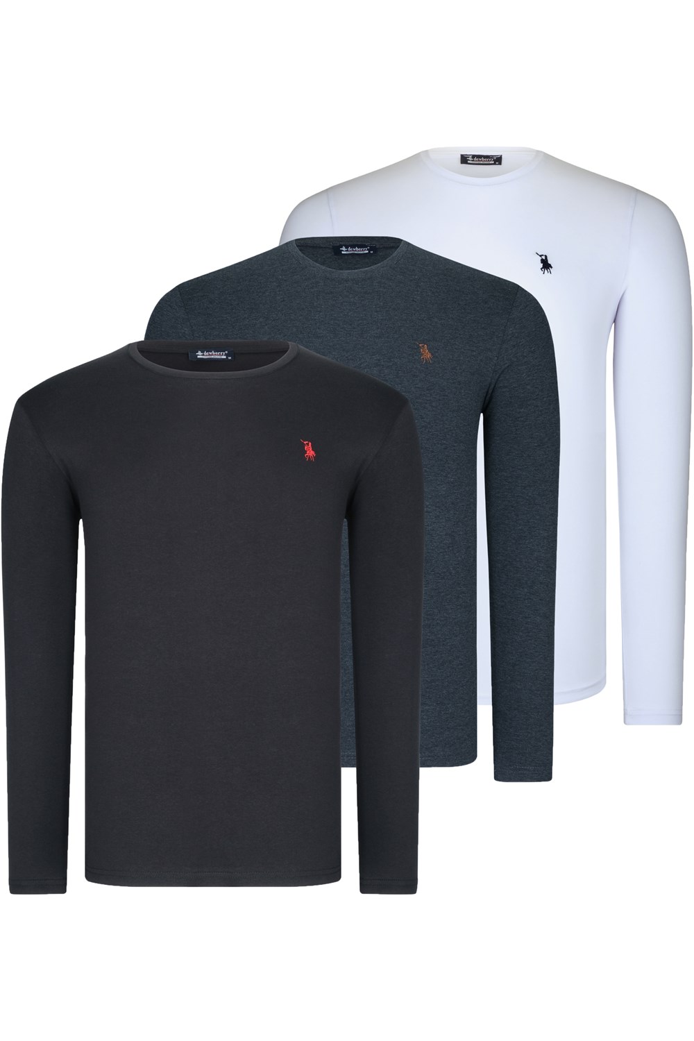ÜÇLÜ SET T8588 DEWBERRY YUVARLAK YAKA ERKEK SWEATSHIRT-SİYAH-BEYAZ-ANTRASİT