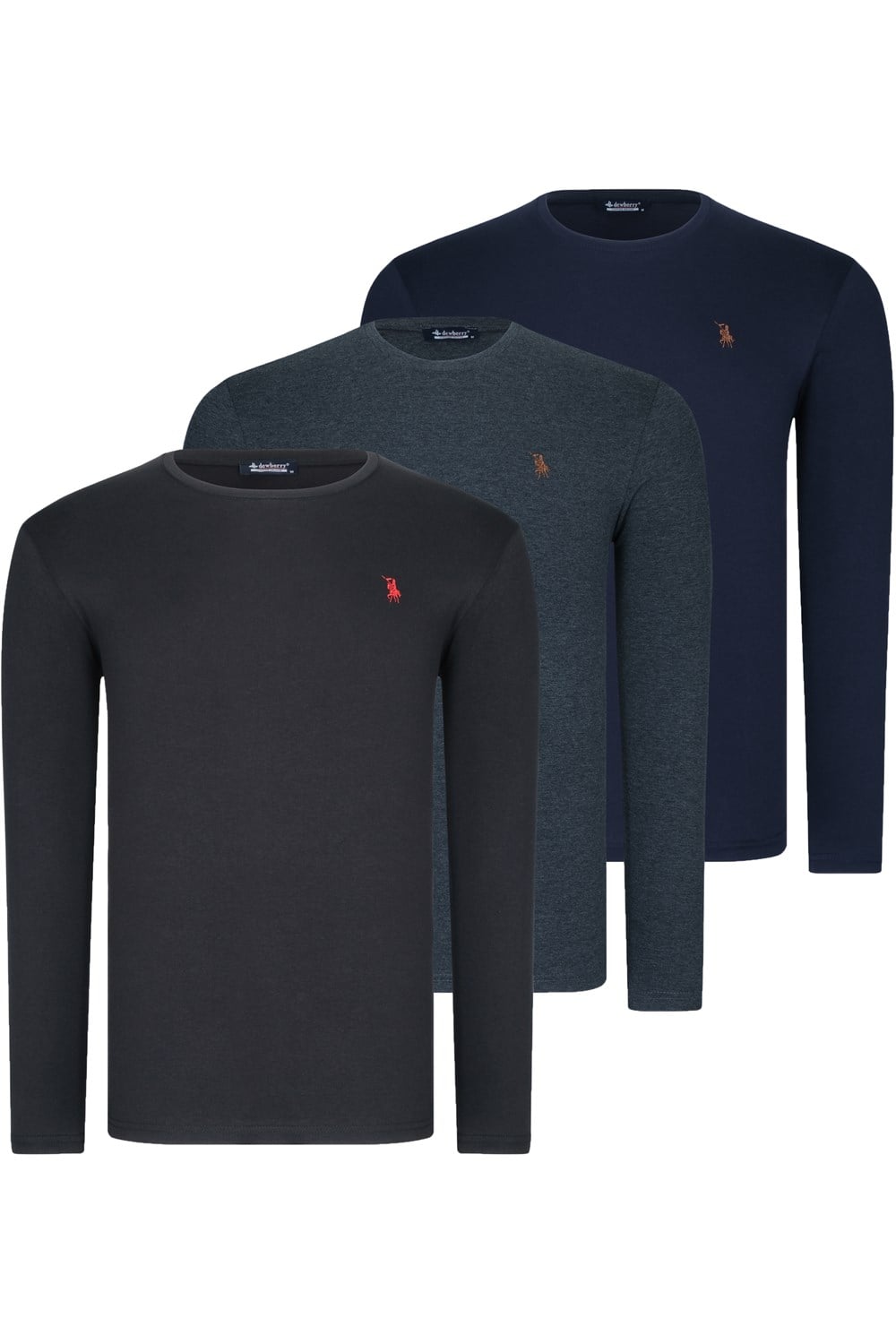 ÜÇLÜ SET T8588 DEWBERRY YUVARLAK YAKA ERKEK SWEATSHIRT-SİYAH-ANTRASİT-LACİVERT