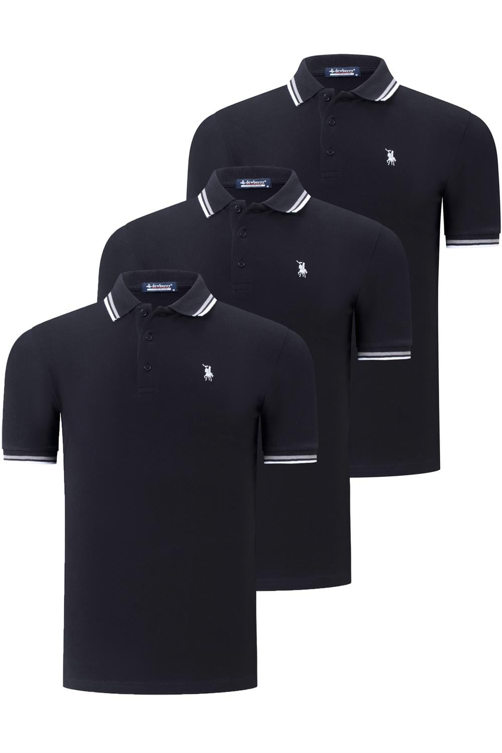 ÜÇLÜ SET T8594 DEWBERRY ERKEK T-SHIRT-SİYAH-SİYAH-SİYAH