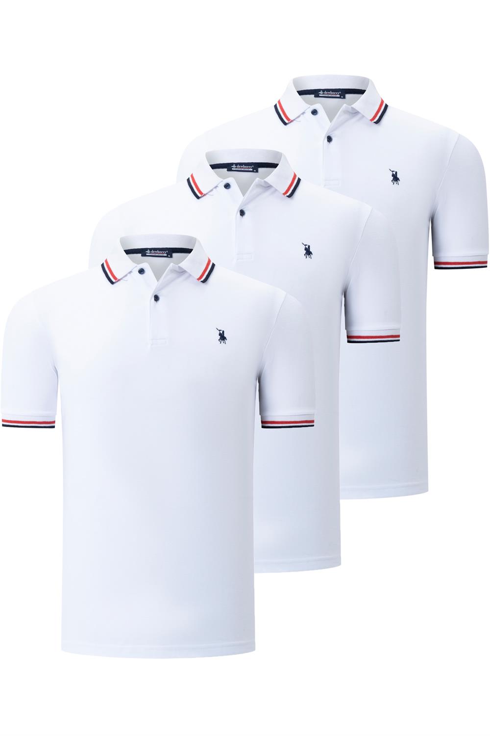 ÜÇLÜ SET T8594 DEWBERRY ERKEK T-SHIRT-BEYAZ-BEYAZ-BEYAZ