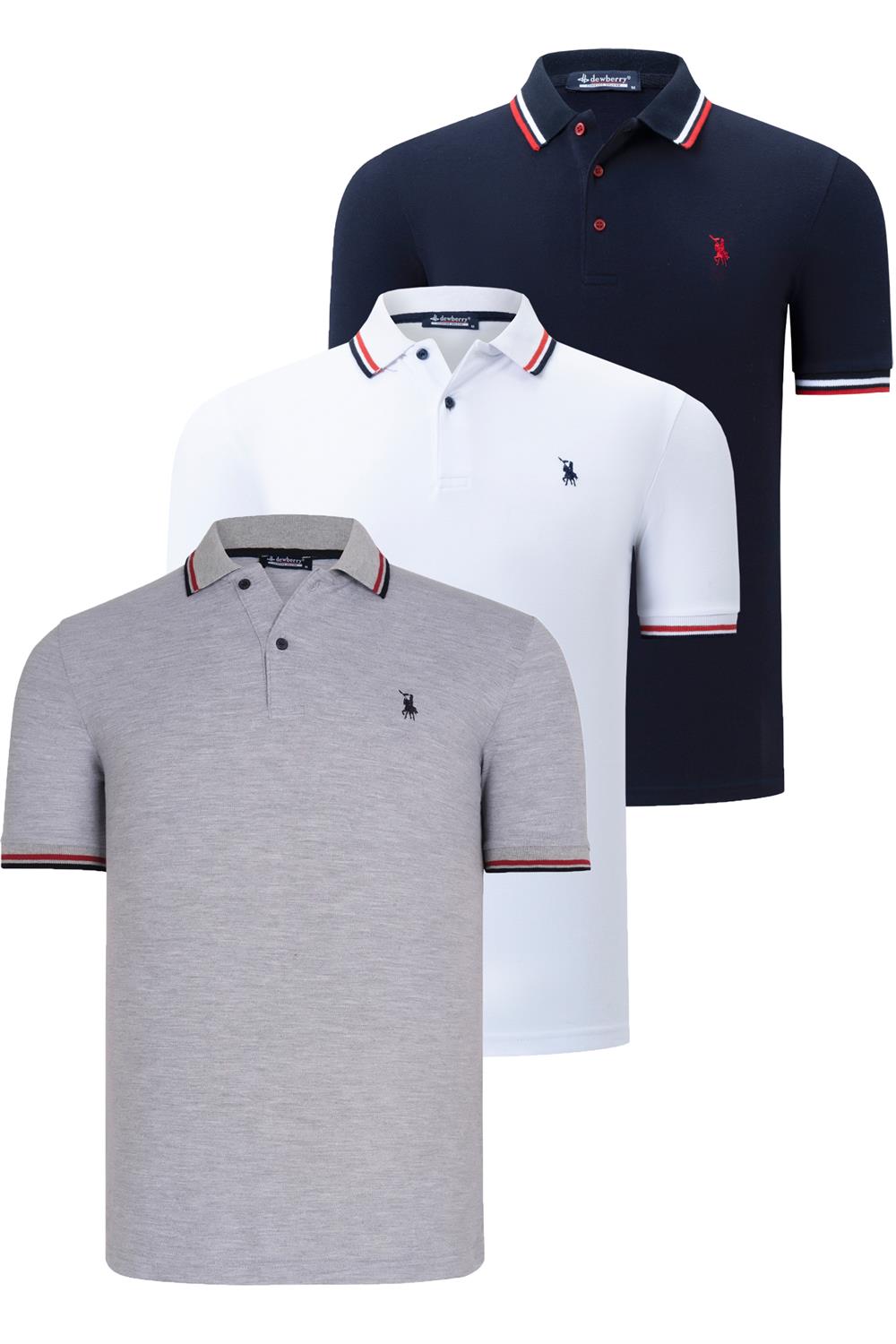 ÜÇLÜ SET T8594 DEWBERRY ERKEK T-SHIRT-SİYAH-BEYAZ-GRİ
