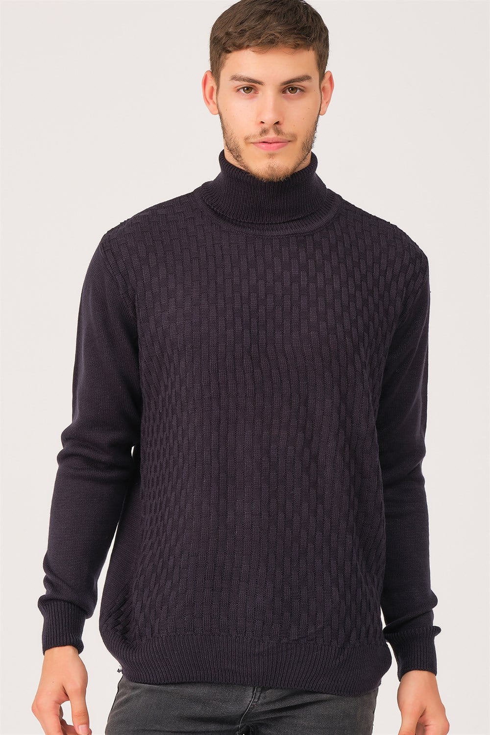 V0212 DEWBERRY ERKEK TURTLENECK KAZAK-LACİVERT