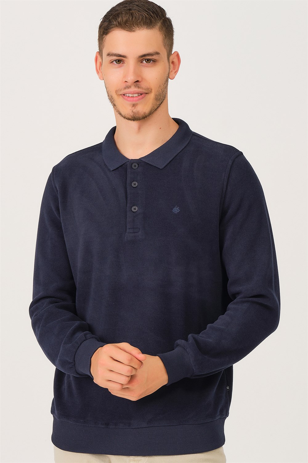 V2001 DEWBERRY DIO RISE POLO YAKA ERKEK SWEATSHIRT-KOYU LACİVERT