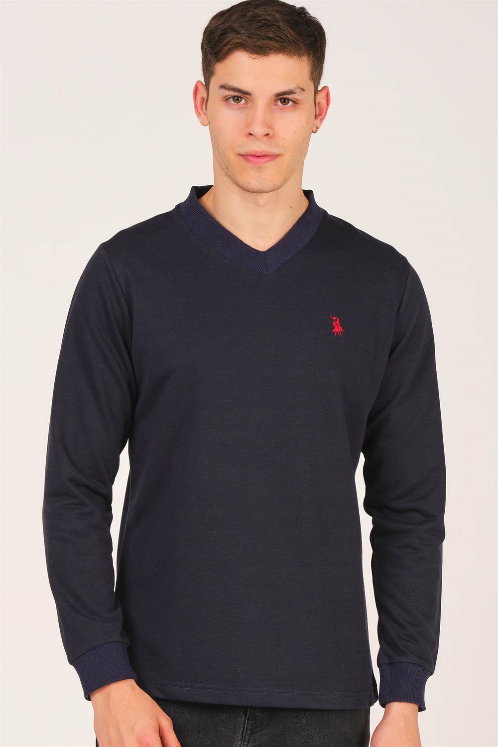 V4002 DEWBERRY V YAKA ERKEK SWEATSHIRT-LACİVERT