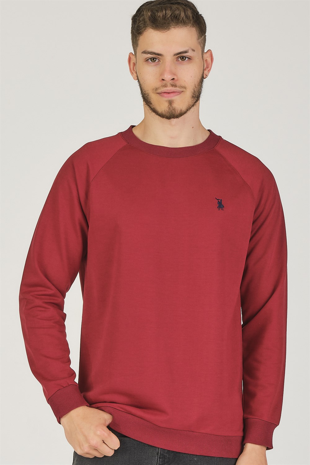 V4003 DEWBERRY REGLAN KOL ERKEK SWEATSHIRT-BORDO