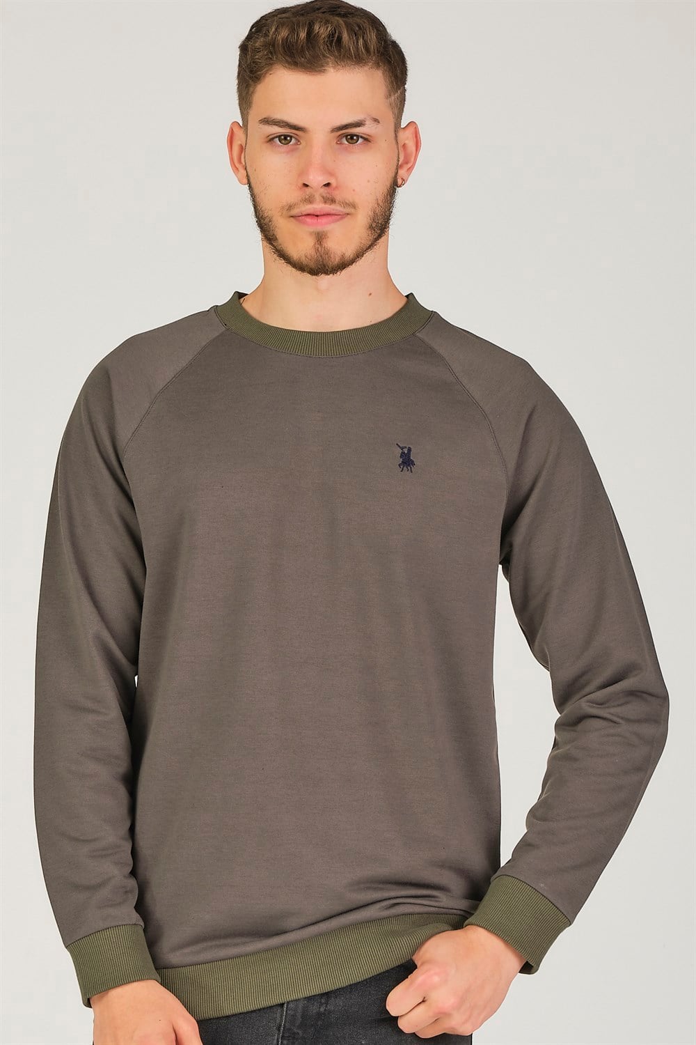 V4003 DEWBERRY REGLAN KOL ERKEK SWEATSHIRT-HAKİ