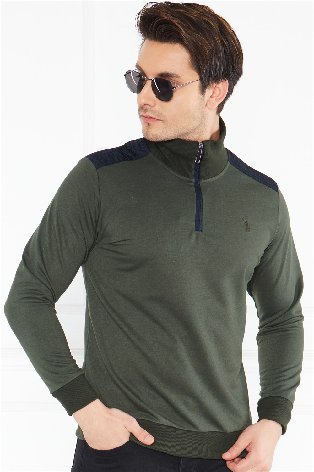 V4008 DEWBERRY ERKEK SWEATSHIRT-HAKİ