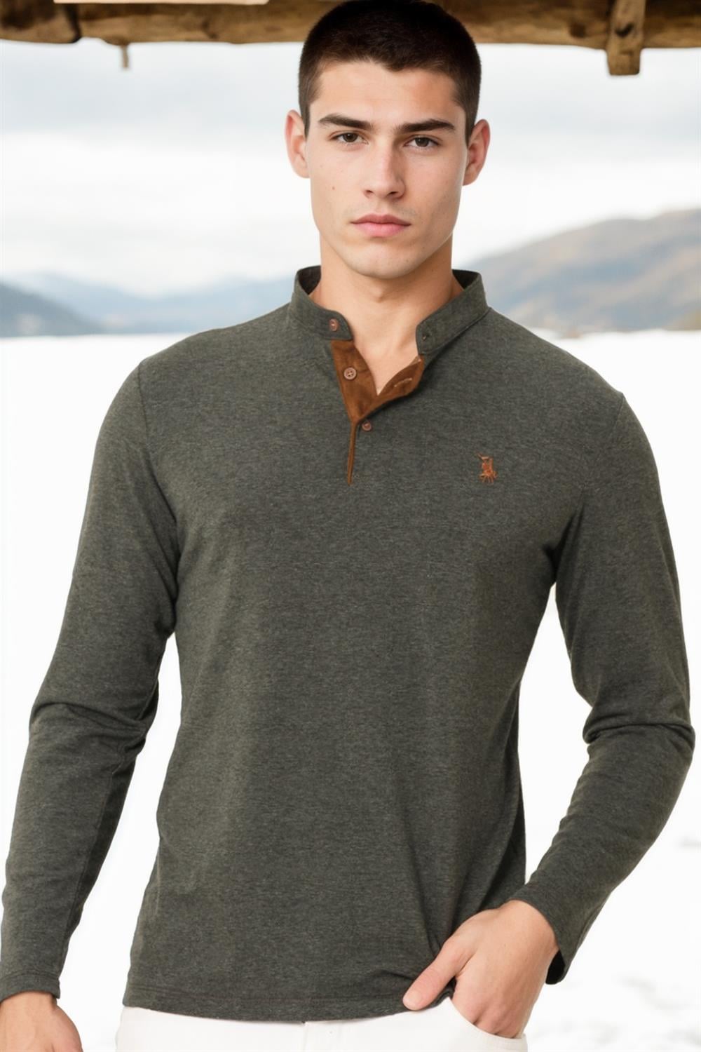 V4009 DEWBERRY ERKEK SWEATSHIRT-ANTRASİT-1