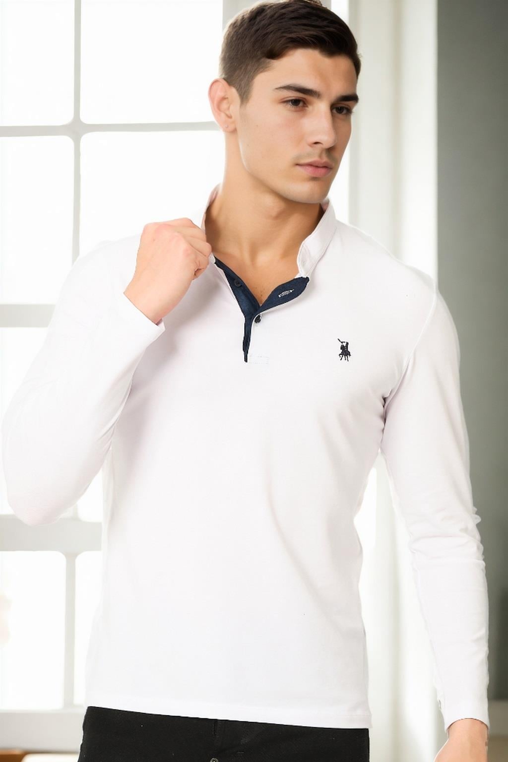 V4009 DEWBERRY ERKEK SWEATSHIRT-BEYAZ 1