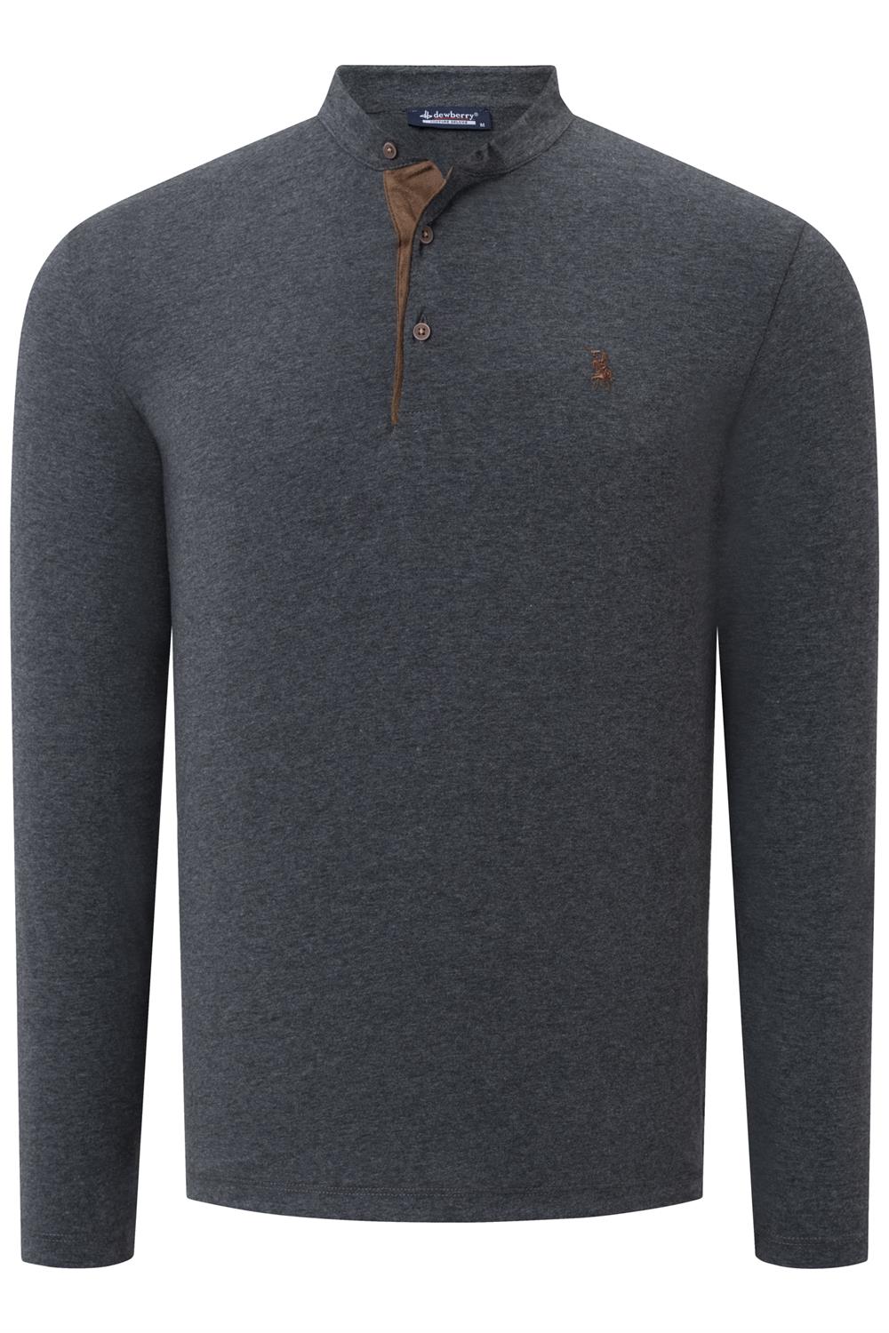 V4009 DEWBERRY ERKEK SWEATSHIRT-DÜZ ANTRASİT