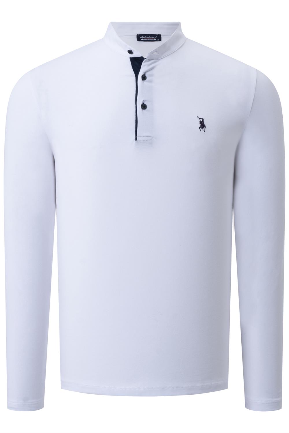 V4009 DEWBERRY ERKEK SWEATSHIRT-DÜZ BEYAZ