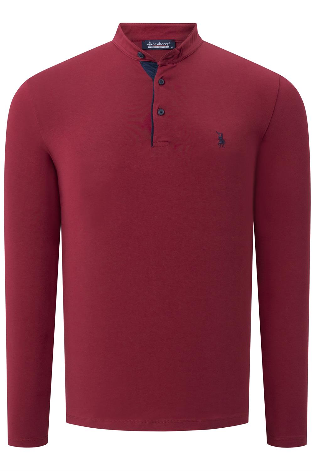 V4009 DEWBERRY ERKEK SWEATSHIRT-DÜZ BORDO