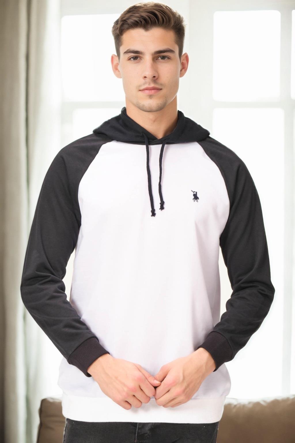 V9005 DEWBERRY ERKEK SWEATSHIRT-BEYAZ - LACİVERT