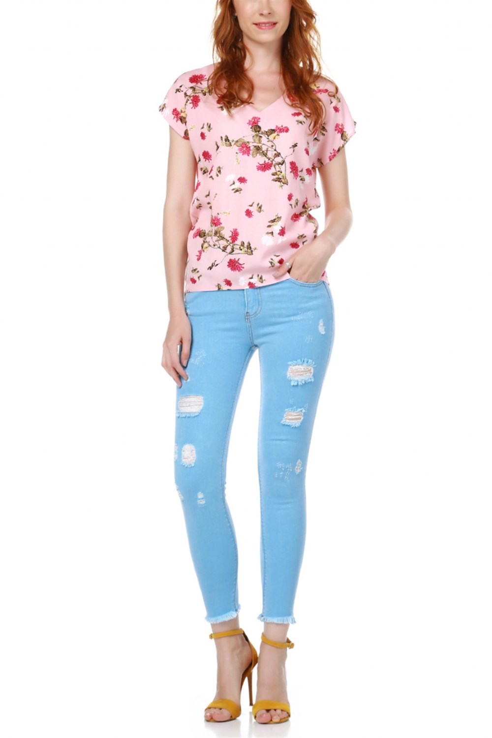 Z6326 DEWBERRY BAYAN JEAN PANTOLON-AÇIK MAVİ