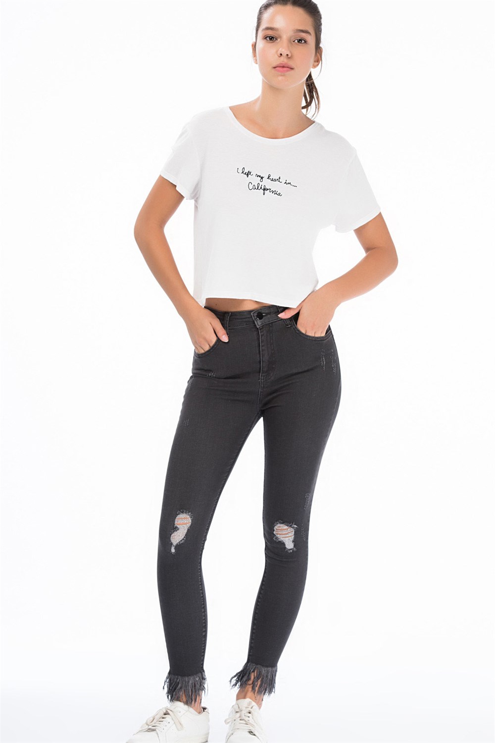 Z6336 DEWBERRY BAYAN JEAN PANTOLON-FÜME