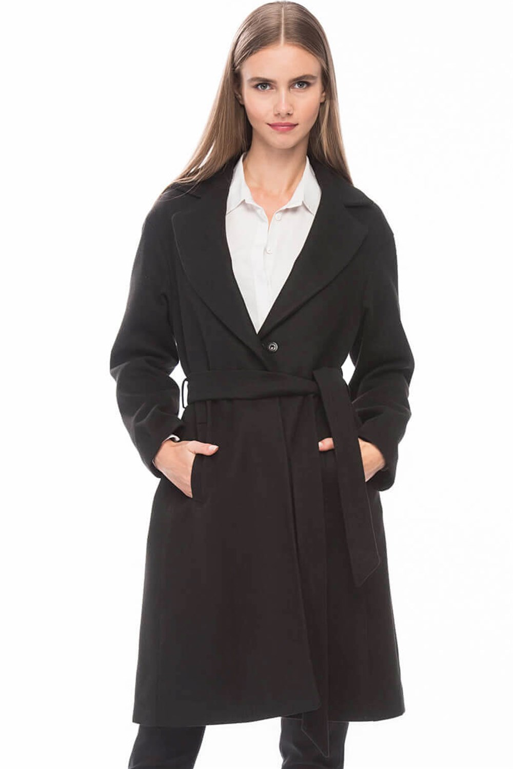 Z6511 DEWBERRY BAYAN PALTO-SİYAH