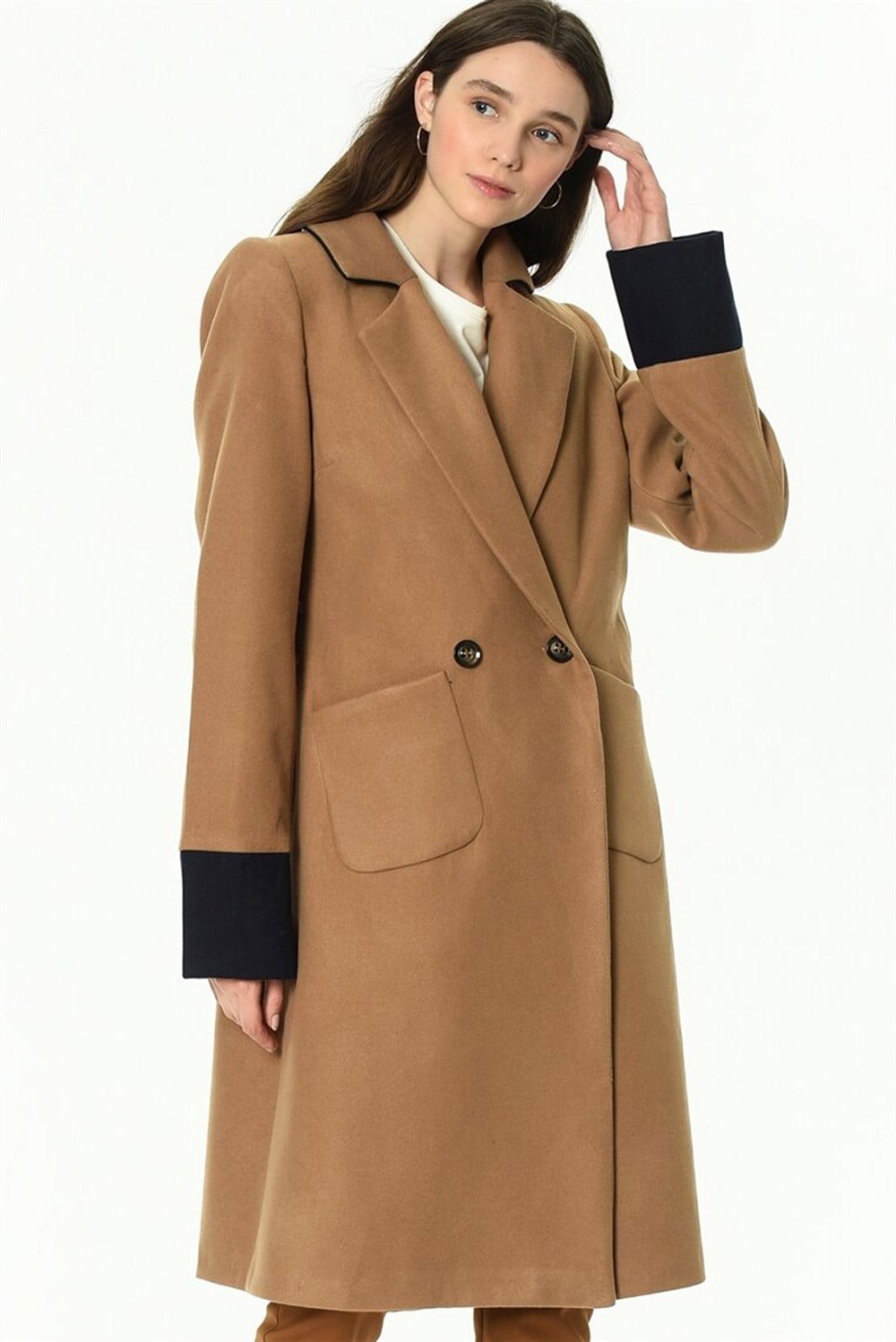 Z6640 DEWBERRY BAYAN PALTO-AÇIK CAMEL