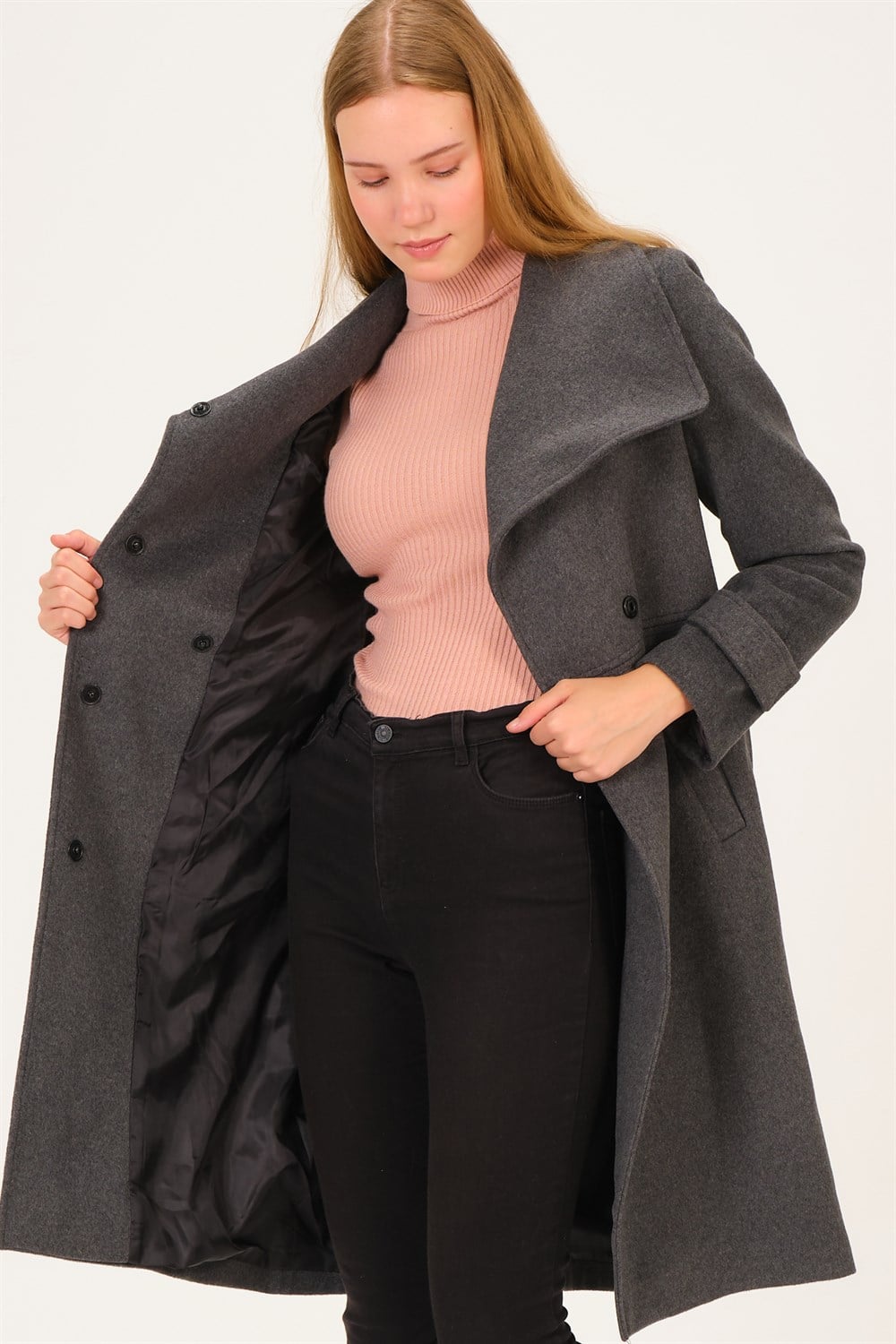 Z6645 DEWBERRY BAYAN PALTO-ANTRASİT