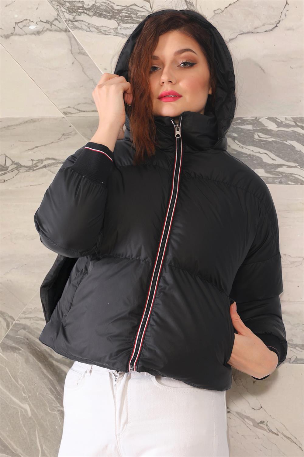 Z6650 DEWBERRY BAYAN ŞİŞME MONT-DÜZ SİYAH