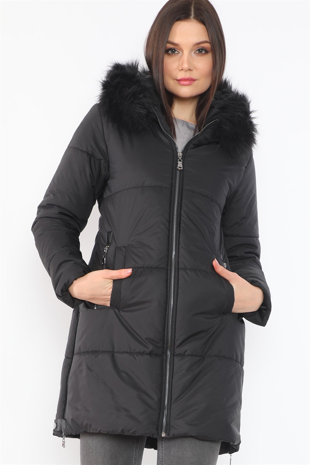 Z6668 DEWBERRY BAYAN KABAN-SİYAH