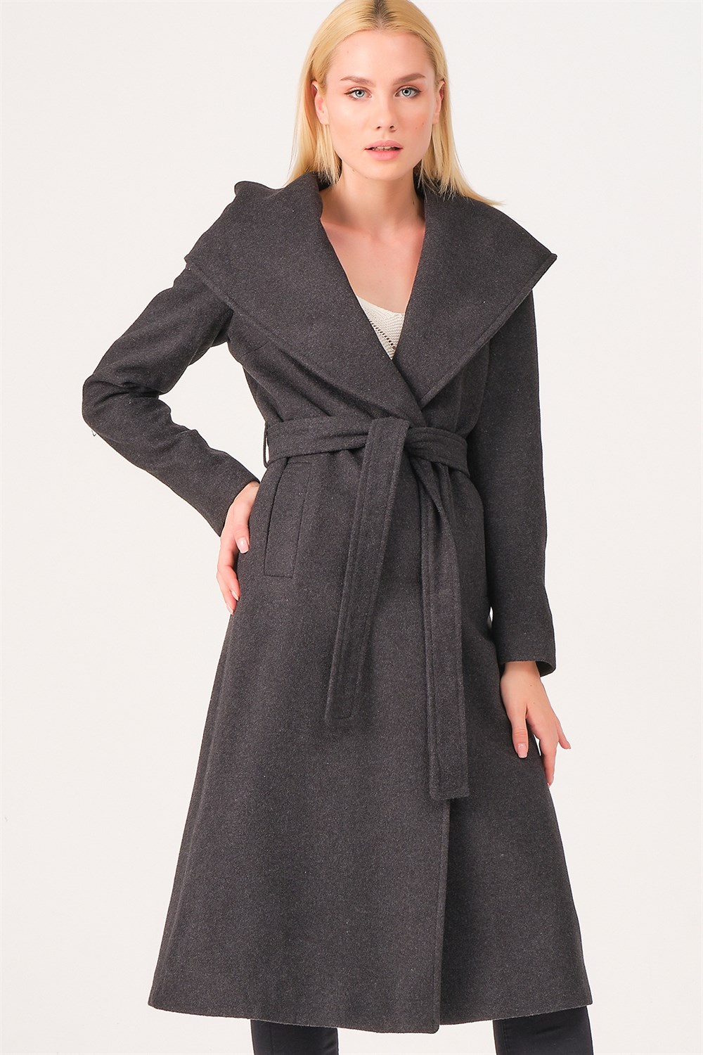 Z6679 DEWBERRY BAYAN PALTO-ANTRASİT